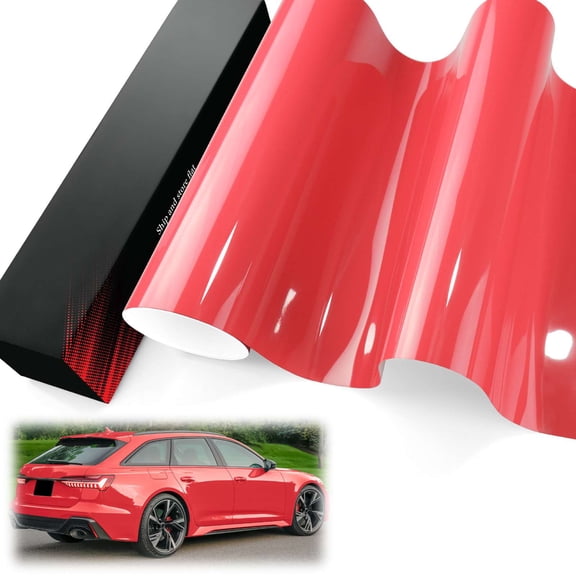 PET Liner Vinyl Super Gloss Strawberry Red Automotive Wrap Car Vehicle Bubble Free Air Release