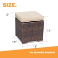 thumbnail image 3 of Outdoor Patio Ottomans, All Weather Brown Wicker Rattan Footstool Footrest with Beige Cushions, Indoor Outdoor, No Assembly Required, Set of 2, 3 of 8