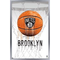 NBA Brooklyn Nets - Drip Basketball 21 Wall Poster, 22.375" x 34", Framed