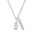 thumbnail image 1 of Delight Jewelry Silvertone Imitation Pearl Snowman Silvertone Forever Bar Charm Necklace, 23", 1 of 4