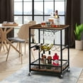 thumbnail image 4 of 3-Tier Bar Carts Kitchen Serving Utility Cart on Wheels with Storage for Outdoor,Kitchen,Club,Living Room, Wood Furniture with Metal Frame, 4 of 8