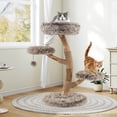 thumbnail image 2 of Costway Modern Cat Tree with Pear Wood Trunks Scratching Posts Soft Long Plush Fabric, 2 of 9