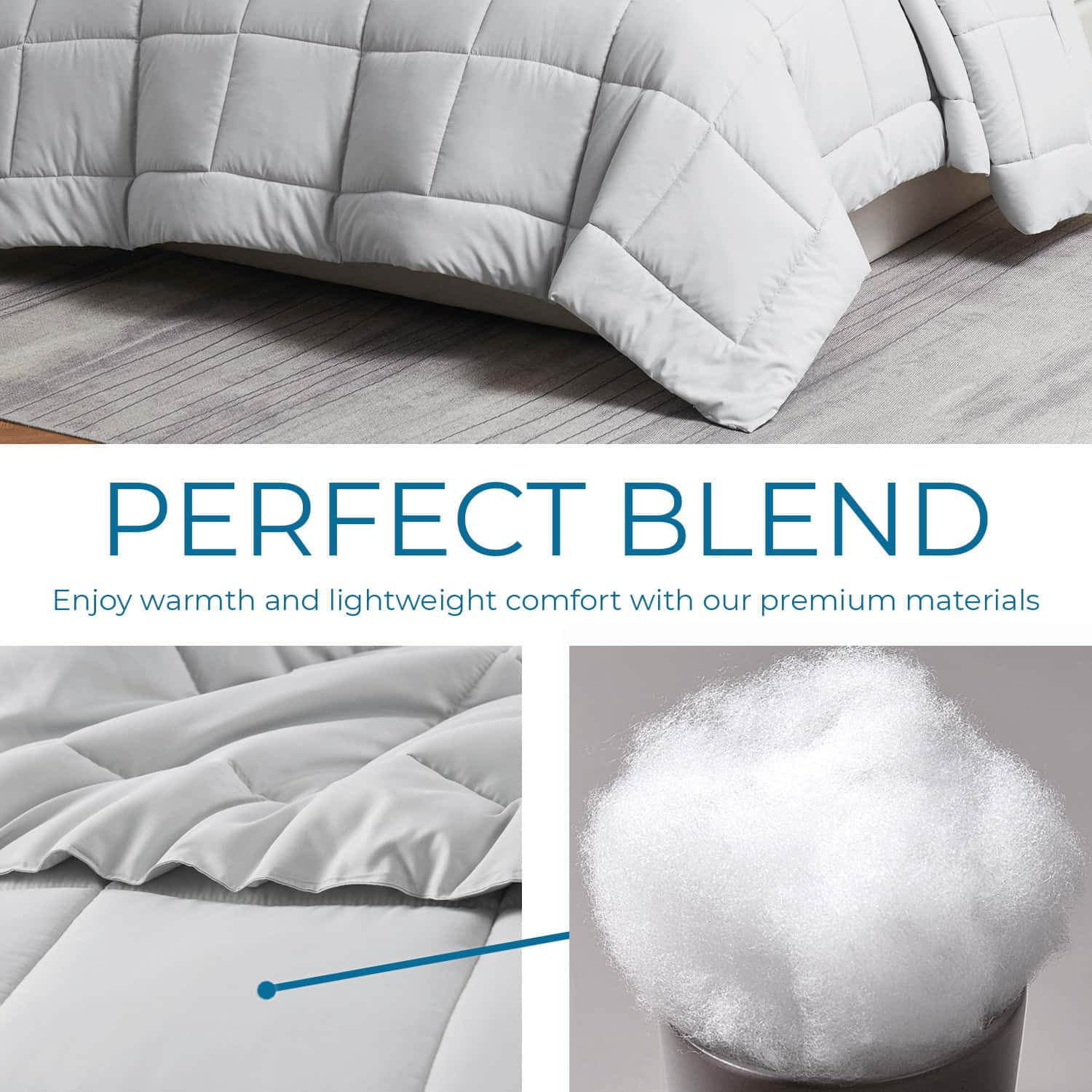 LammaLoe Queen Comforter, Quilted Down Alternative Comforter, All Season Duvet Insert with Corner Tabs,Light Gray