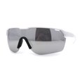 thumbnail image 1 of Mens 90s Classic Half Rim Sport Wraparound Plastic Sunglasses White Silver Mirror, 1 of 4