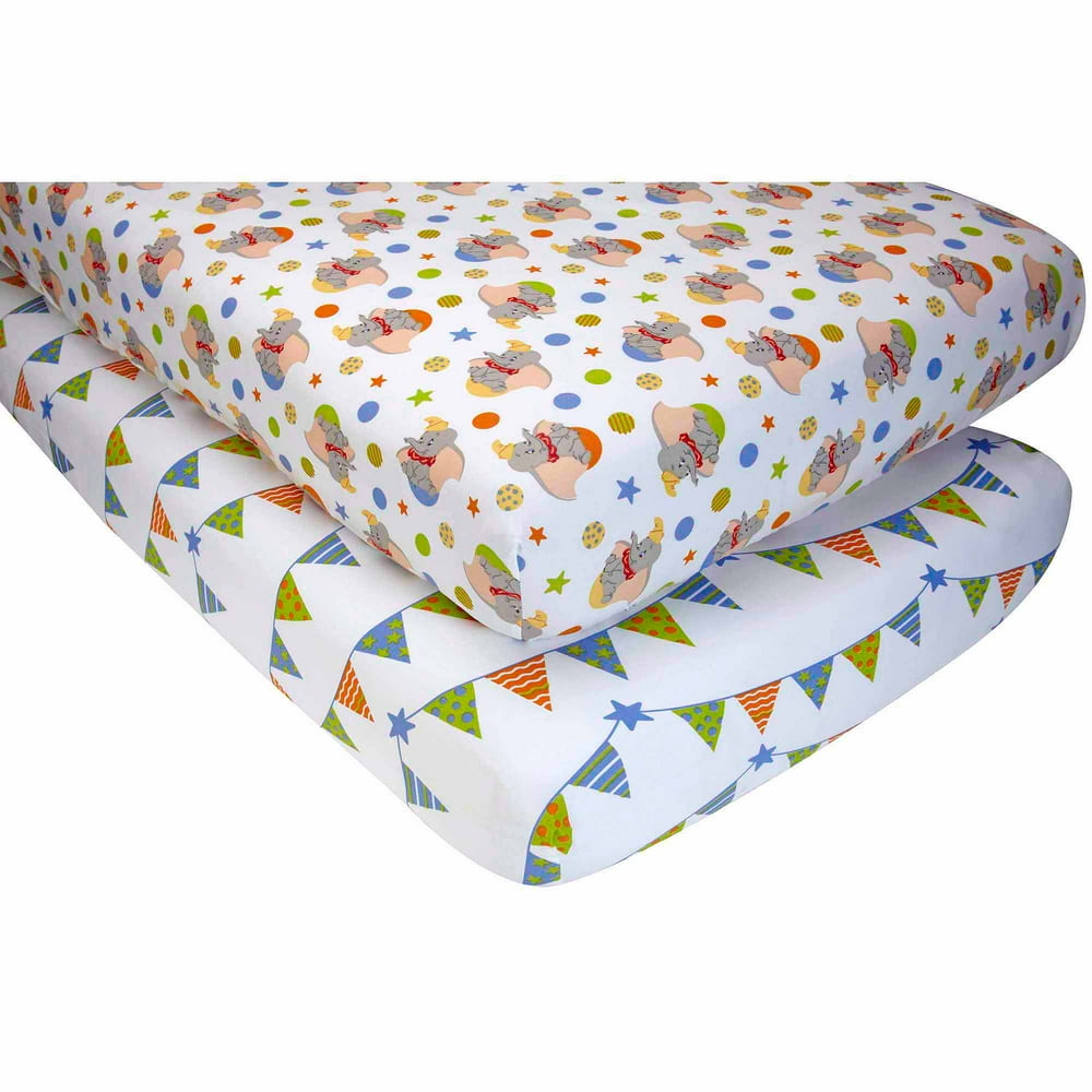 Disney Baby Bedding Crib Sheets, Dumbo, 2 pack