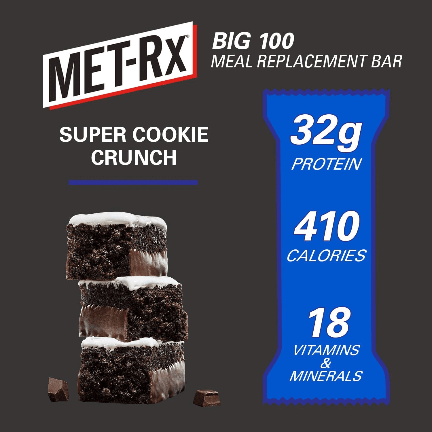 MET-Rx Big 100 High Protein Meal Replacement Bars with 32g Protein