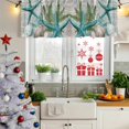 thumbnail image 5 of Coastal Teal Starfish Curtain Valances for Windows, Kitchen Valance Window Treatments Panel 2 Pack, Summer Ocean Beach Shell Pine Leaf Rod Pocket Short Curtains for Bathroom Bedroom 54 x 18 Inch, 5 of 8