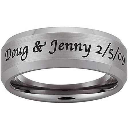 Personalized Tungsten Polished and Satin Outer Message Band