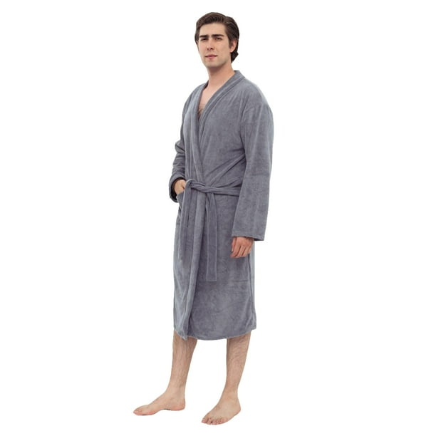 Bata de baño TESSO HOME Gris Extrasuave Microfibra Caballero