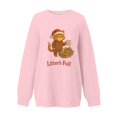 thumbnail image 4 of LITTER'S FULL Women's Casual Fashion Solid Color Round Neck Raglan Long Sleeve Sweatshirt Top with Fun Print for Daily Use,Pink,L, 4 of 4