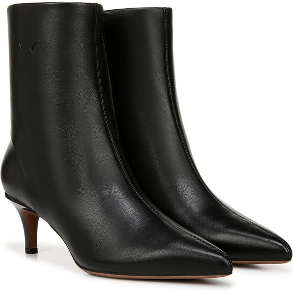 Franco Sarto Women's Anna Pointed Toe Kitten Heel Boot Black Leather 9M
