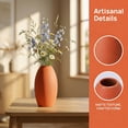 thumbnail image 2 of REGALWOVEN Modern White Ceramic Vase for Home Decor Ribbed Textured Flower Vase for Boho , Minimalist Decorative Vase for Shelf Orange 3.5"L x 3.5"W x 6.1"H, 2 of 6