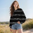 thumbnail image 2 of Holzkary Oversized Sweatshirt for Women Warm Soft Printed Shirt Winter Sweatshirts Tops Loose Fit Casual Long Sleeve Striped Sweatshirt Comfy Fall Winter Outfits Clothes 2025 Fashion Black Xxl, 2 of 7