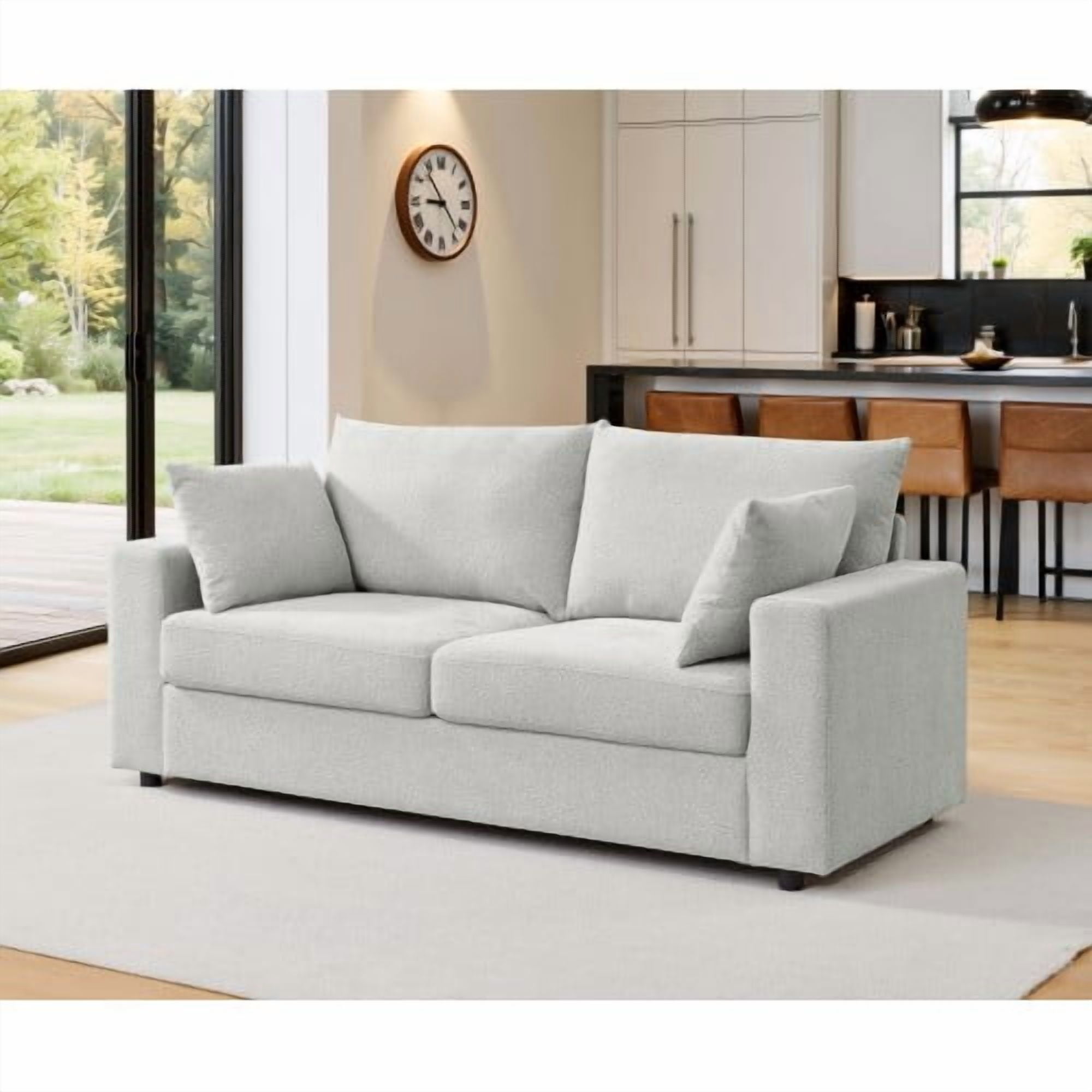 Modern 78" Upholstered Sofa with Deep Cushions & Removable Pillows