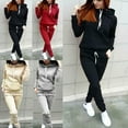 thumbnail image 4 of Women's 2 Piece Tracksuit Set Long Sleeve Hoodie Front Pocket Sweatshirt with Sweatpants Jogger Workout Set, 4 of 4