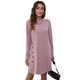 thumbnail image 5 of Vestidos de otoño para mujer Vestido tipo túnica con cuello redondo y botones laterales Vestidos casuales con vuelo （rosa）,S, 5 of 6