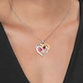thumbnail image 3 of Gem Stone King Two Tone Pink Created Sapphire Red Garnet White Moissanite `I love you always and forever` Engraved Pendant Necklace for Women (1.62 cttw, Heart Shape 5MM, 18 inch Chain), 3 of 3