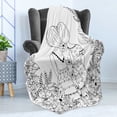 thumbnail image 4 of Hipster Soft Flannel Fleece Blanket, Girlfriends with Conjoined Ponytails Hugging Friendship Coloring Book Style Design, Cozy Plush for Indoor and Outdoor Use, 50" x 60", Black White, by Ambesonne, 4 of 5