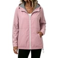 thumbnail image 2 of Women's Hooded Rain Jacket Outdoor Raincoat Windbreaker Women's Solid Color Jacket And Winter Fashion Casual Striped Lining Waterproof Hem Drawstring Hooded Drawstring Jacket, 2 of 9