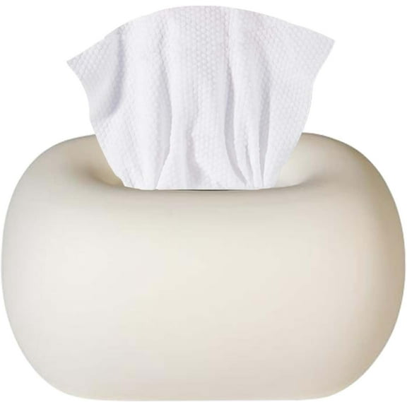 Ceramic Tissue Box White Ivory Elegant Tissue Dispenser for Bathroom, Living Room and Hallway, Decorative Tissue Box, Practical Cosmetic Tissues Storage