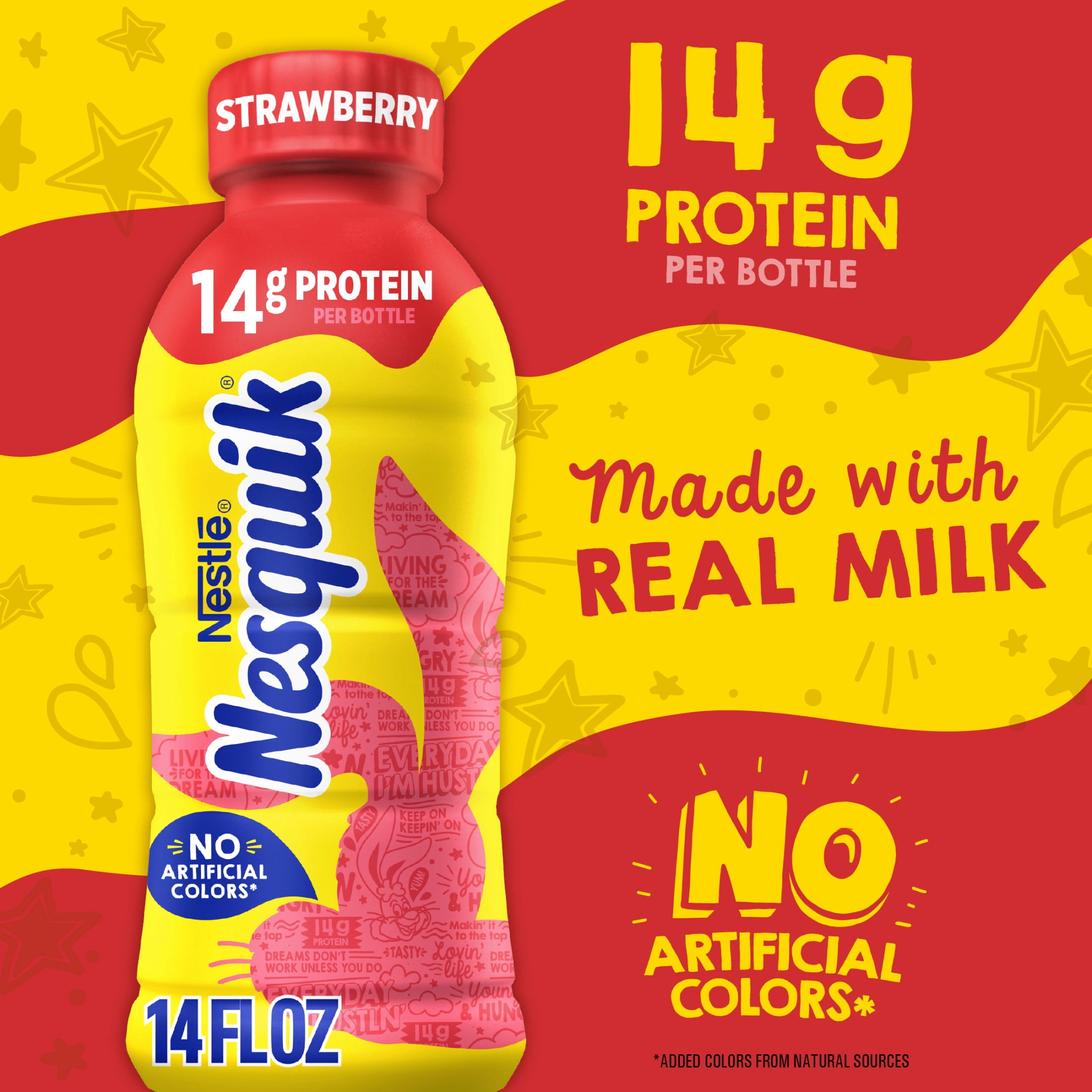 Nesquik Strawberry Milk, Lowfat Milk Beverage, Breakfast Drink, Strawberry Drink 14 fl oz