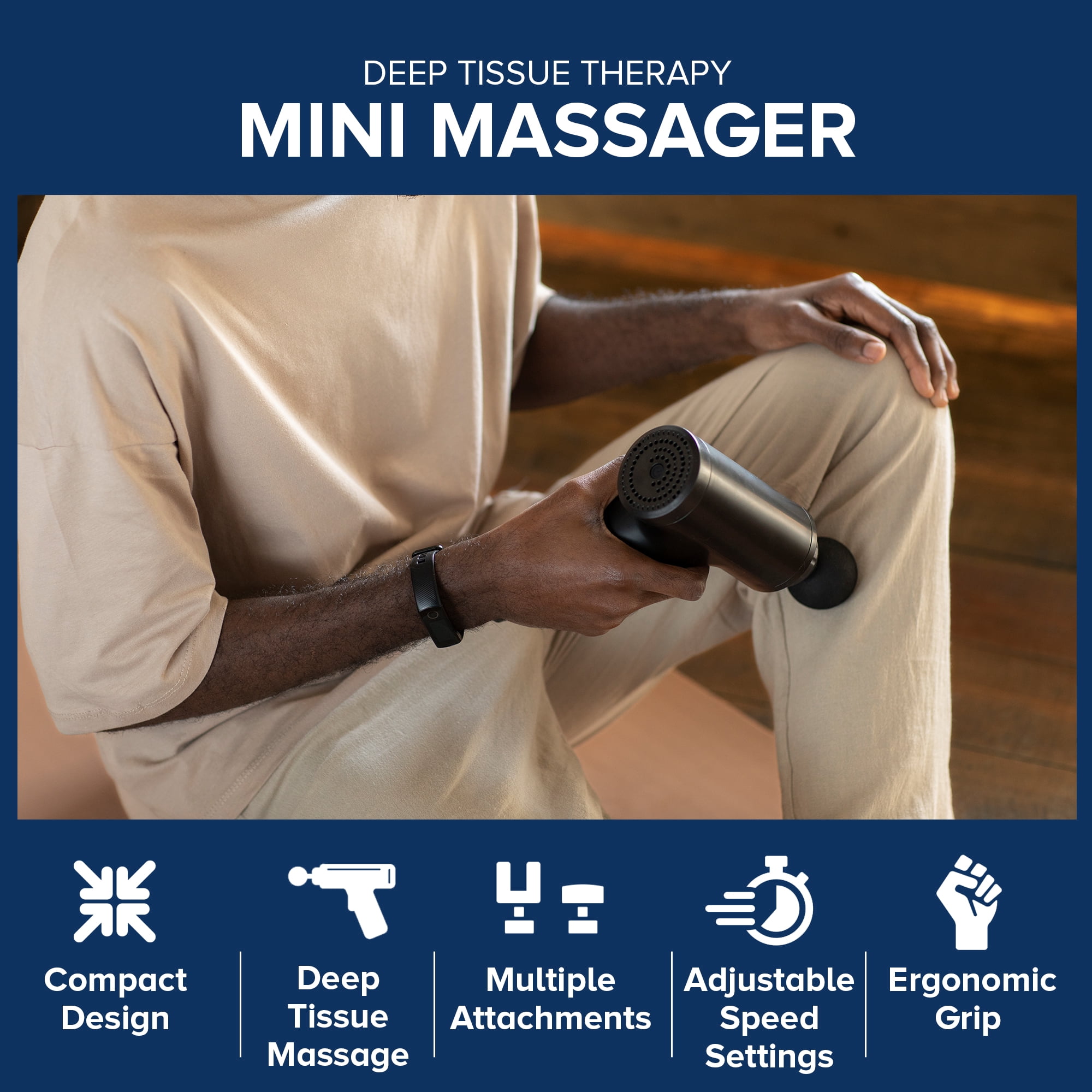 Sealy Massage Gun for Neck, Shoulder & Neck Pain Relief, Deep Tissue Massager w/ 4 Heads, Black
