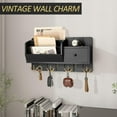 thumbnail image 6 of Key Holder Wall Mount with Mail Sorter - Decorative Mail Organizer for Wall with Key Hooks and Drawer Organizer - Modern Home Essentials for Room Decor (Black), 6 of 12