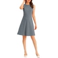 thumbnail image 3 of INSPIRE CHIC Women's Wear to Work Solid Color Sleeveless A-Line Flared Midi Dresses S Grey, 3 of 7