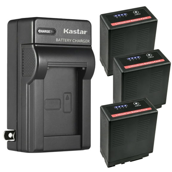 Kastar 3-Pack Battery and AC Wall Charger Replacement for Panasonic AG-HMC73MC, AG-HMC80, AG-HMC83MC, AG-HMC150, AG-HMC151E, AG-HMC153MC, AG-HMC155, AG-HSC1U, AG-HMR10, AG-AC7, AG-AF100 Video Camera