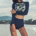 thumbnail image 6 of Women Two Piece Rash Guard Long Sleeve Swimsuits Swim Shirt Bathing Suit with Boyshort Bottom-L, 6 of 6