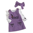 thumbnail image 6 of Xudanell First Birthday Outfit Girl Cute Halloween Baby Outfits Ruffle Pumpkin Frill Long Sleeve Overall Dress Set with Headband White 0-3 Months, 6 of 6
