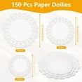 thumbnail image 3 of 300Pcs Disposable Paper Doilies with Assorted Sizes, Lace Placemat, Tableware Decoration for Dessert Trays, Food, Parties, Crafts, Wedding and More (4.5in/6.5in/8.5in, White), 3 of 7
