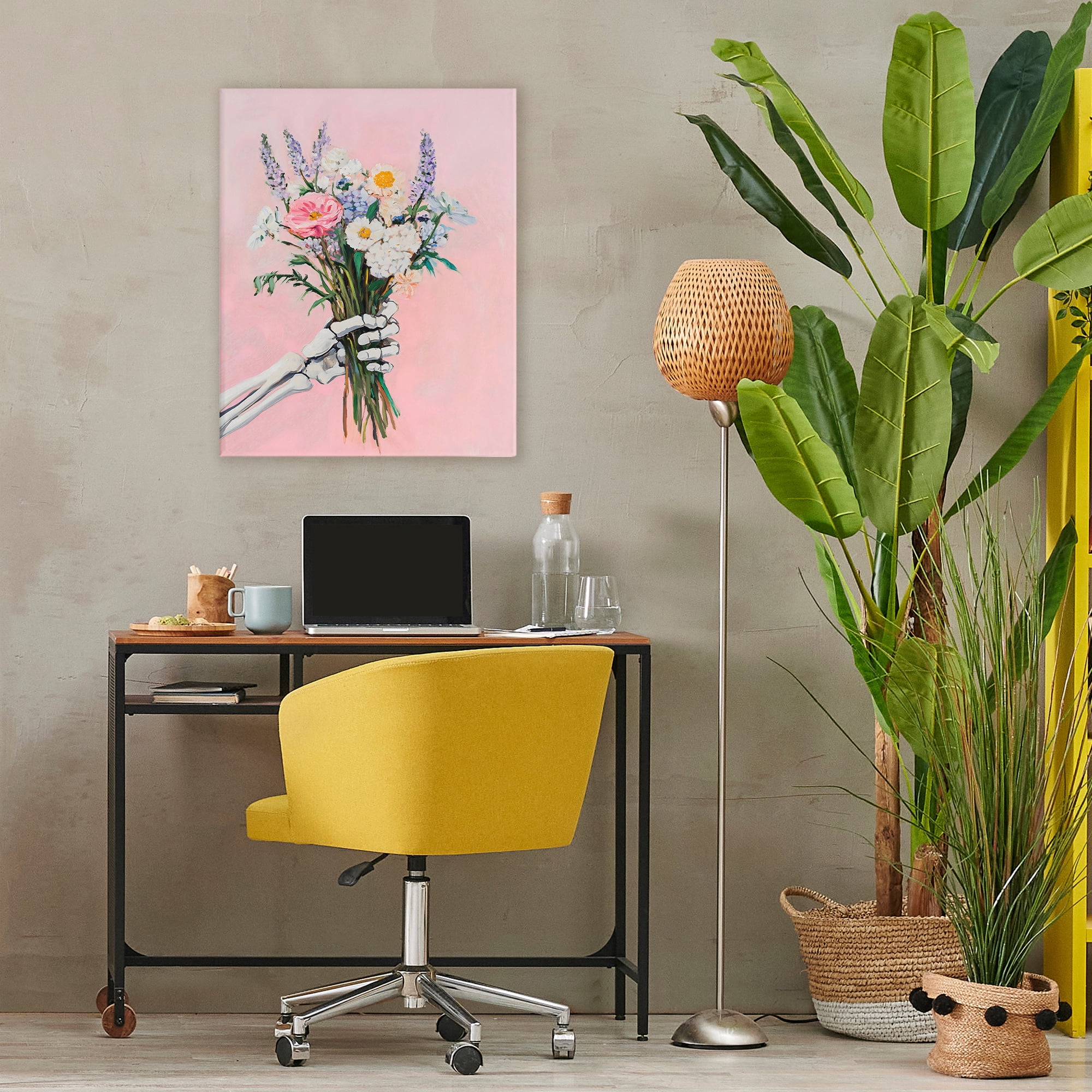 Stupell Industries Skeleton Hand Holding Flowers Canvas Wall Art, design by The Prints Vibe
