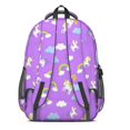 thumbnail image 3 of Unicorn and Rainbow Purple Pattern Backpack for School, Cute School Bag with Adjustable Shoulder Straps and Padded Back, 16.9"x12.6"x5.9", 3 of 5