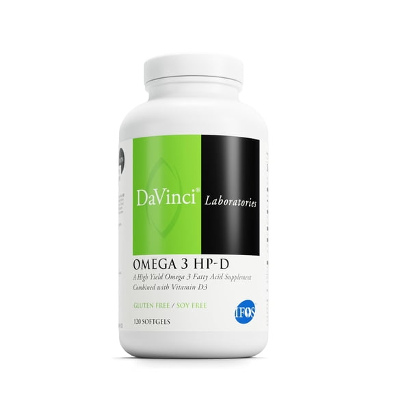 DaVinci Labs Omega 3 HP-D - Support Immune & Heart Health* - Lemon Flavor - 120 Softgels