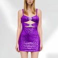 thumbnail image 2 of Wdgfv Womens Sequin Dress Sleeveless Sequin Wrap Dress for Casual Evening Party Wear and Night Out Attire Purple XXL, 2 of 5