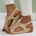 thumbnail image 2 of Xfvqtps Wedge Sandals for Women Slingback Elastic Side Cutout Put Together Peep Toe Soft Sole Summer Walking Sandals Khaki, 2 of 6
