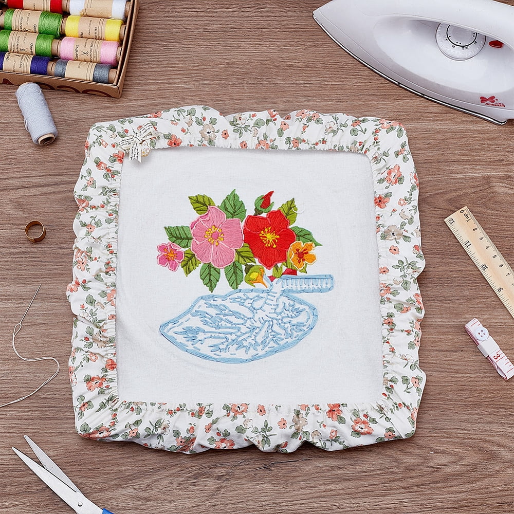 Plastic Stitch Embroidery Hoops Sewing Tools Accessory with Polyester Stitch Embroidery Hoop Cover White 287x287x23mm