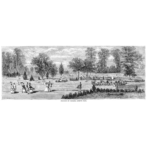 Woodlawn Cemetery, 1869. /Nthe Catalpa Avenue Plot At Woodlawn Cemetery In Westchester County, New York. Wood Engraving, American, 1869. Poster Print by  (18 x 24)