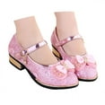 thumbnail image 3 of Staki Toddler Mary Jane Shoes Girl's Dress Shoes Mary Jane Glitter Low Heel Wedding Party Princess Shoes for Toddler Little Big Kids Pink,13 Little Kid, 3 of 9