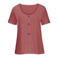 thumbnail image 5 of XuJwPNcy Womens Tee Shirts Loose Scoop Neck Short Sleeve Eyelet Tops Dressy Casual Summer Button T-Shirts Blouses, 5 of 5