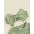 thumbnail image 5 of Musuos Baby Girl 2Pcs Fall Outfits 0-18M Long Sleeve Round Neck Ribbed Jumpsuit with Headband Set Newborn Clothes, 5 of 9
