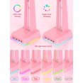 thumbnail image 3 of RGB Gaming Headset Stand with 3.5mm AUX, 3 USB Ports, Non-Slip Base - Pink, 3 of 5