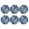 thumbnail image 2 of Disketp Cozy Knitted Blue Chevron Funny Coasters,6 Pcs Leather Coasters with Holder, Perfect Housewarming Hostess Gifts,Protect Furniture from Water Marks Scratch and Damage,Octagon, 2 of 7