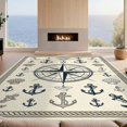 thumbnail image 2 of Design&I 4'x6' Washable Area Rug Snag-Free Skid-Resistant Medium Nautical Compass Border Seashell Wave Sailboat Motif Stripe Theme Flowing for Home Office, Under Desk, 2 of 7