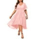 thumbnail image 1 of Vestido Talisea talla grande de chifón rosa alto-bajo para mujer, 1 of 6