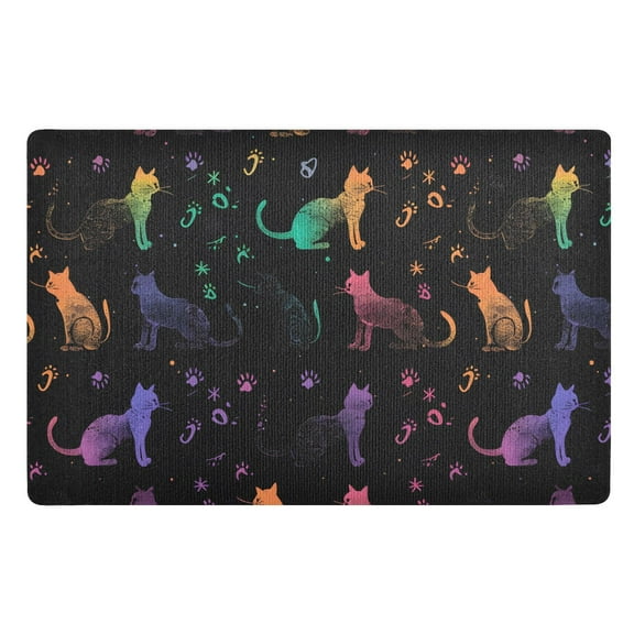 JSTEL Rainbow Cat Paw Prints Front Door Mat Outside Entrance 32x20 Inch Doormat for Outdoor Indoor Washable Non Slip Floor Mats