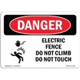 thumbnail image 1 of OSHA Danger Sign - Electric Fence Do Not Climb | Aluminum Sign | Protect Your Business, Construction Site, Warehouse &, 1 of 5