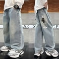 thumbnail image 2 of RUTAYY Toddler Boys Pants Spring Autumn Children Spring Jeans Straight Leg Pants Mid Size Children Stylish Trendy Denim Streetwear Trouser Versatile Pants, 2 of 9