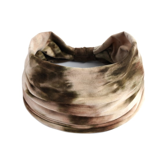 Headbands for Women Fashion Casual Tie Dye Rainbow Color Widening Yoga Elastic Sweat Absorbing Lightweight Hair Accessories Brown